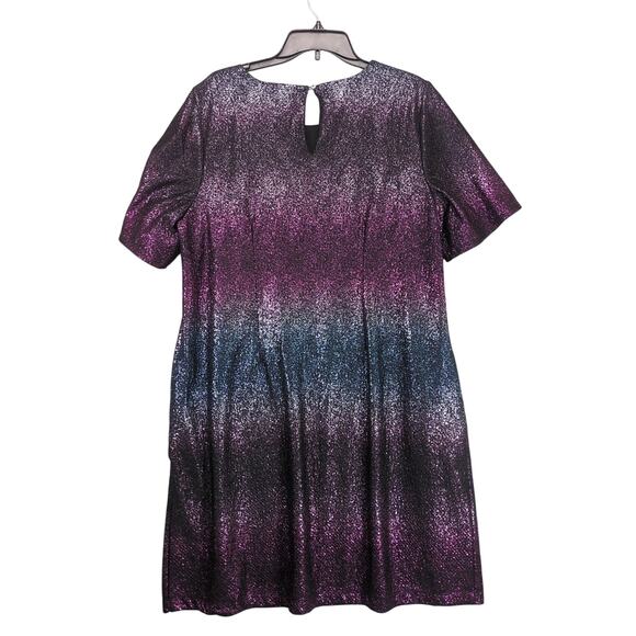 Lane Bryant Perfect Sleeve Purple Ombre Metallic Shift Tee Dress, Women's 18/20 - Picture 4 of 7